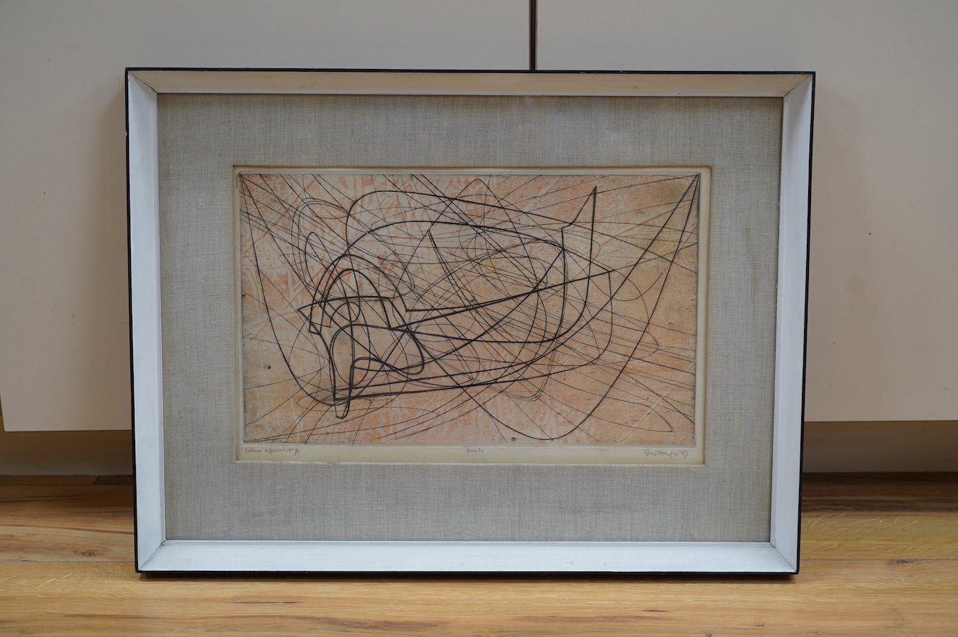 Stanley William Hayter (1901-1988), etching, ‘Boats’, signed, dated and inscribed ‘Colour Experiment’ in pencil, 27 x 42cm. Condition - fair